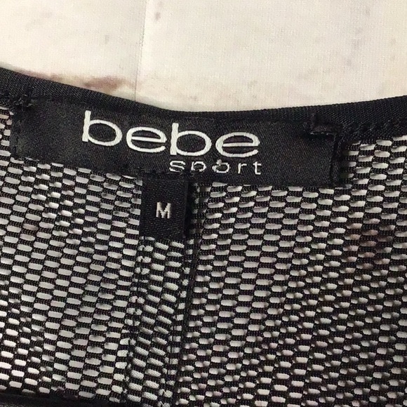 ✨Bebe Black Sheer Mesh Panel Top Woman's Size Medium - Picture 3 of 7